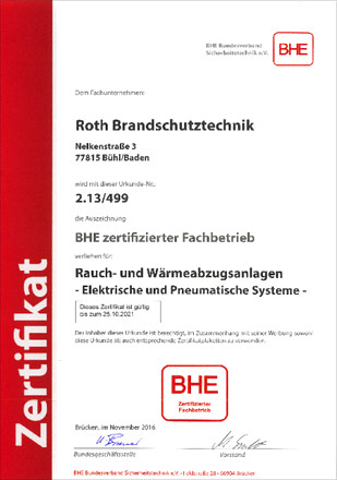 BHE Zertifikat BHE Zertifikat